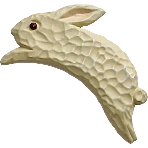 Vintage Hallmark Easter Bunny Hopping Pin Brooch Tack Rabbit Jumping White - Picture 1 of 9
